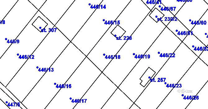 Parcela st. 446/18 v KÚ Pavlovice u Přerova, Katastrální mapa