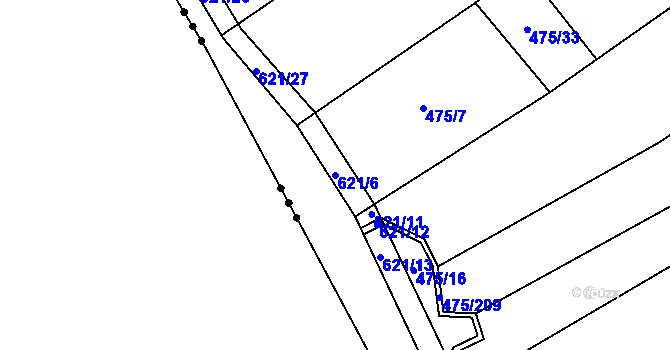 Parcela st. 621/6 v KÚ Pavlovice u Přerova, Katastrální mapa