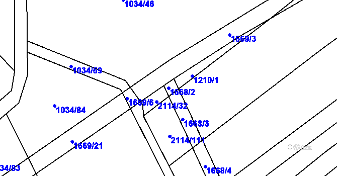 Parcela st. 1668/2 v KÚ Pavlovice u Přerova, Katastrální mapa