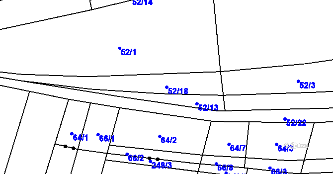 Parcela st. 52/18 v KÚ Prusínky, Katastrální mapa