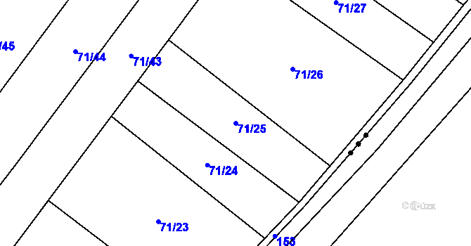 Parcela st. 71/25 v KÚ Prusínky, Katastrální mapa