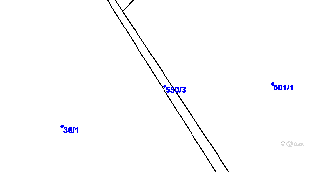 Parcela st. 550/3 v KÚ Prusínky, Katastrální mapa