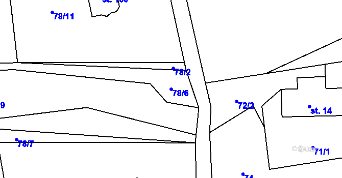 Parcela st. 78/6 v KÚ Pazderna, Katastrální mapa