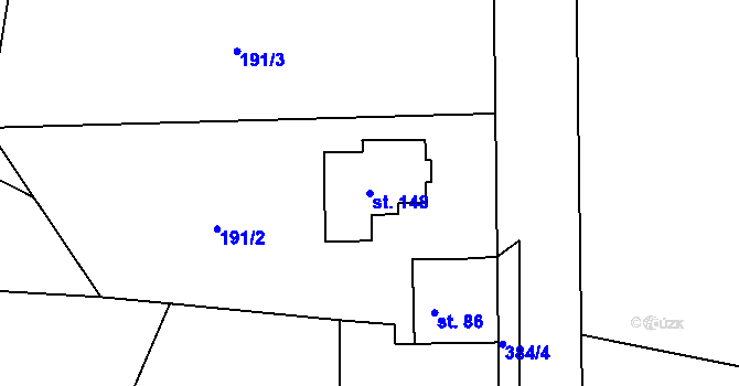 Parcela st. 148 v KÚ Pazderna, Katastrální mapa