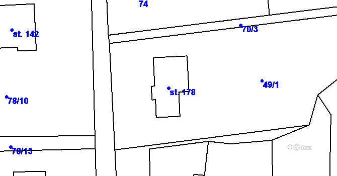 Parcela st. 178 v KÚ Pazderna, Katastrální mapa
