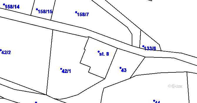 Parcela st. 8 v KÚ Pazucha, Katastrální mapa