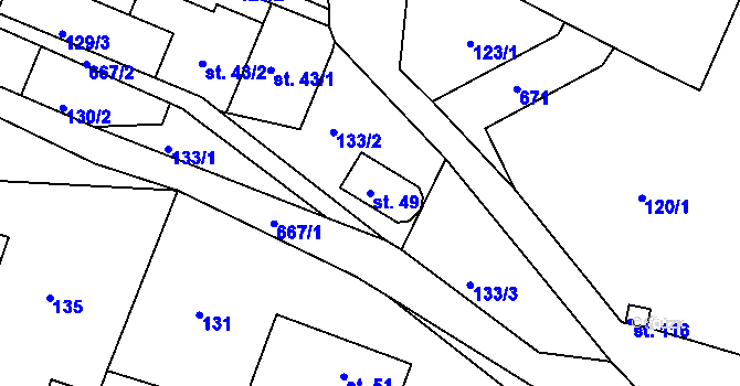 Parcela st. 49 v KÚ Pazucha, Katastrální mapa