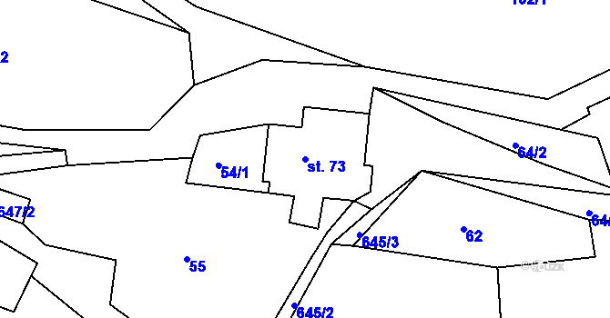 Parcela st. 73 v KÚ Pazucha, Katastrální mapa