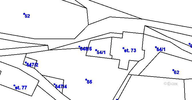 Parcela st. 54/1 v KÚ Pazucha, Katastrální mapa