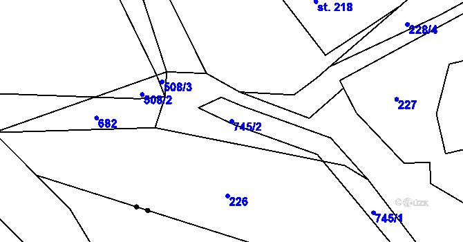 Parcela st. 745/2 v KÚ Pazucha, Katastrální mapa