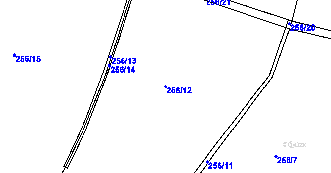 Parcela st. 256/12 v KÚ Pazucha, Katastrální mapa