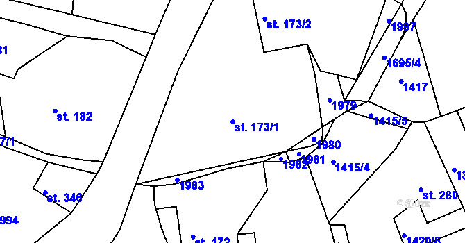 Parcela st. 173/1 v KÚ Pec, Katastrální mapa