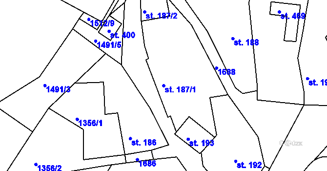 Parcela st. 187/1 v KÚ Pec, Katastrální mapa
