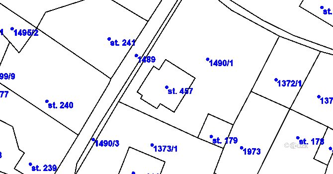 Parcela st. 457 v KÚ Pec, Katastrální mapa