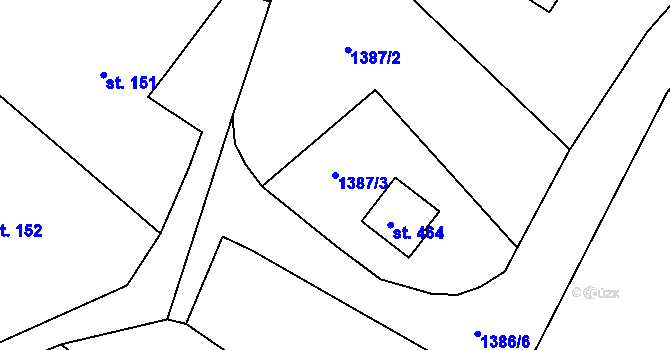 Parcela st. 1387/3 v KÚ Pec, Katastrální mapa