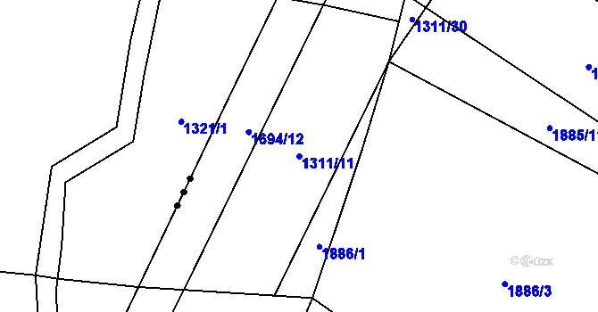 Parcela st. 1311/11 v KÚ Pec, Katastrální mapa