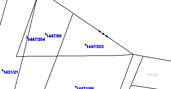 Parcela st. 1447/203 v KÚ Pec, Katastrální mapa