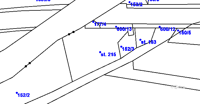 Parcela st. 215 v KÚ Velká Úpa I, Katastrální mapa