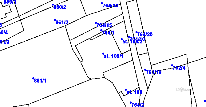 Parcela st. 109/1 v KÚ Velká Úpa II, Katastrální mapa