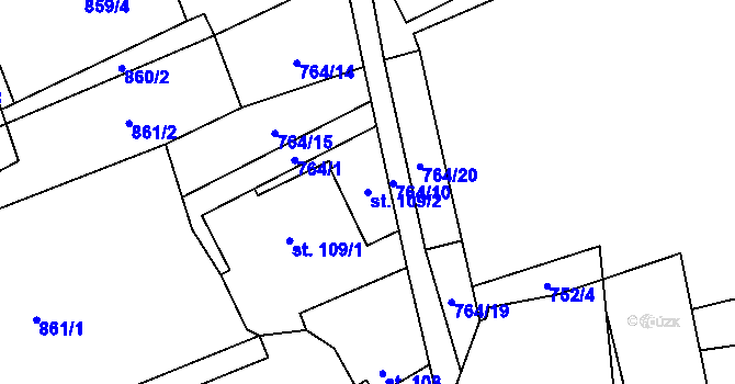 Parcela st. 109/2 v KÚ Velká Úpa II, Katastrální mapa