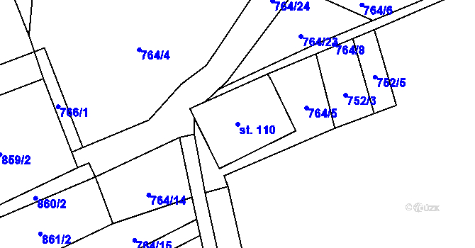 Parcela st. 110 v KÚ Velká Úpa II, Katastrální mapa