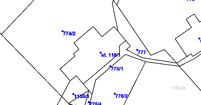 Parcela st. 118/1 v KÚ Velká Úpa II, Katastrální mapa