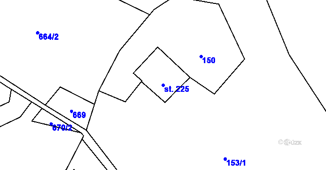 Parcela st. 225 v KÚ Velká Úpa II, Katastrální mapa