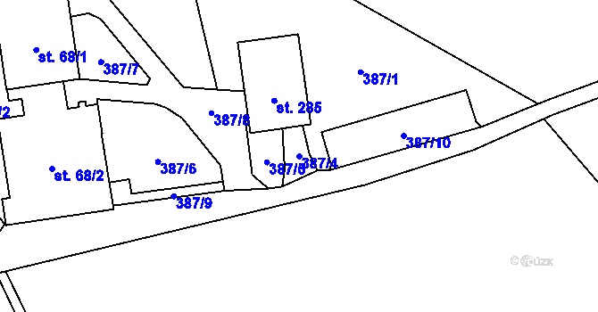 Parcela st. 387/4 v KÚ Velká Úpa II, Katastrální mapa
