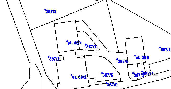 Parcela st. 387/7 v KÚ Velká Úpa II, Katastrální mapa