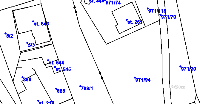 Parcela st. 971/76 v KÚ Velká Úpa II, Katastrální mapa