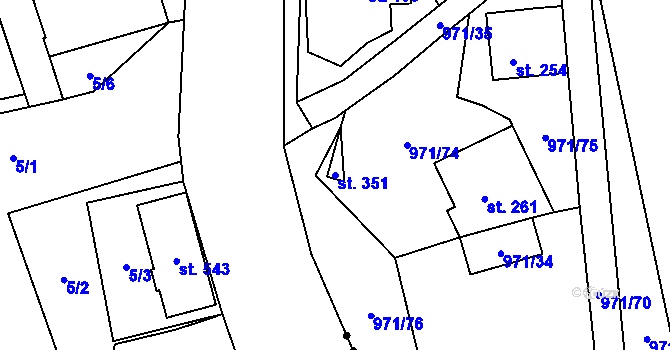 Parcela st. 351 v KÚ Velká Úpa II, Katastrální mapa