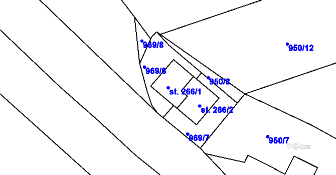 Parcela st. 266/1 v KÚ Velká Úpa II, Katastrální mapa