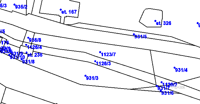 Parcela st. 1123/7 v KÚ Velká Úpa II, Katastrální mapa