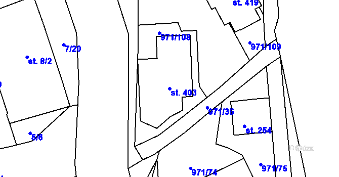 Parcela st. 403 v KÚ Velká Úpa II, Katastrální mapa
