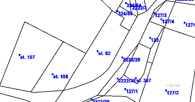 Parcela st. 82 v KÚ Pecerady, Katastrální mapa