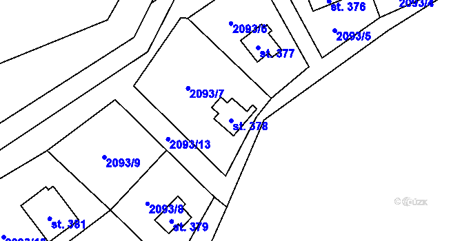 Parcela st. 378 v KÚ Pecerady, Katastrální mapa