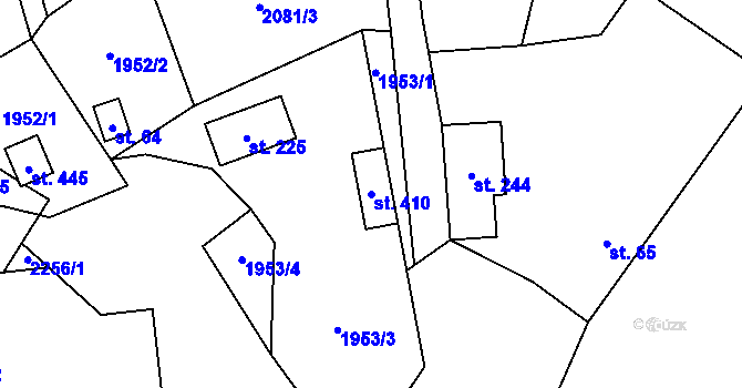 Parcela st. 410 v KÚ Pecerady, Katastrální mapa