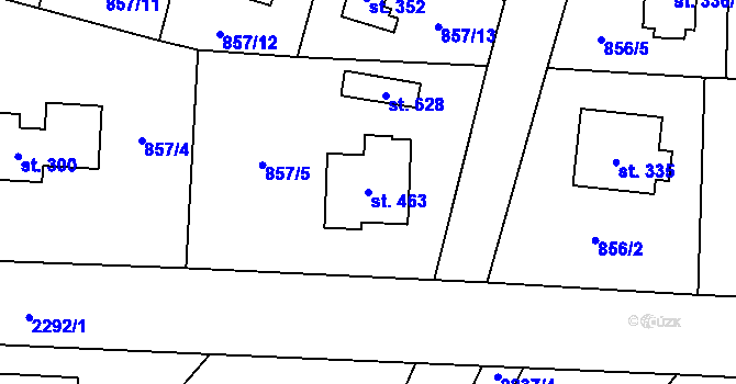 Parcela st. 463 v KÚ Pecerady, Katastrální mapa