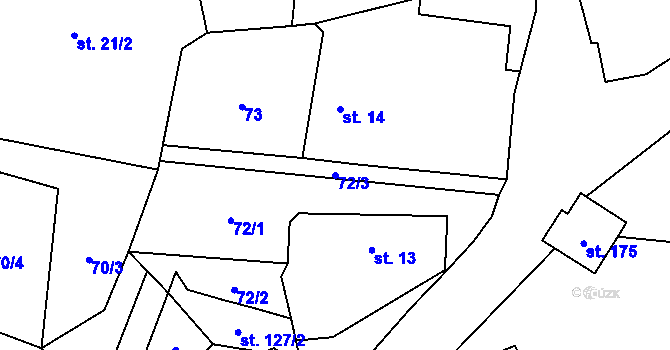 Parcela st. 72/3 v KÚ Pecerady, Katastrální mapa