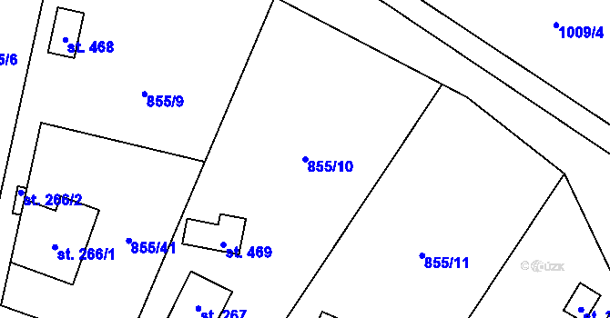 Parcela st. 855/10 v KÚ Pecerady, Katastrální mapa