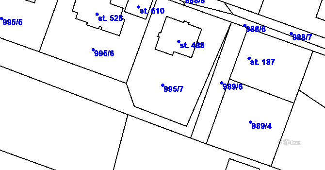 Parcela st. 995/7 v KÚ Pecerady, Katastrální mapa