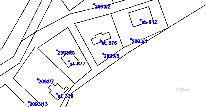 Parcela st. 2093/5 v KÚ Pecerady, Katastrální mapa
