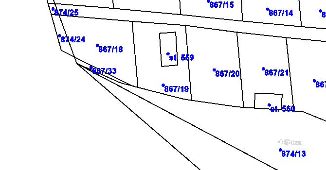 Parcela st. 867/19 v KÚ Pecerady, Katastrální mapa