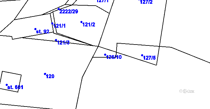 Parcela st. 126/10 v KÚ Pecerady, Katastrální mapa