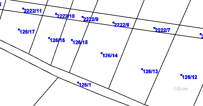 Parcela st. 126/14 v KÚ Pecerady, Katastrální mapa