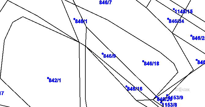 Parcela st. 846/9 v KÚ Pecerady, Katastrální mapa