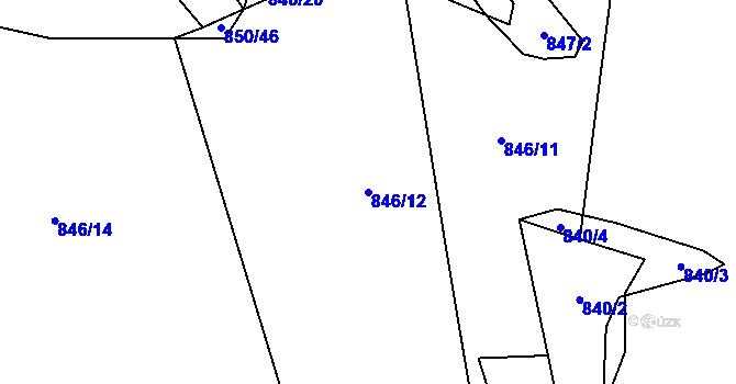 Parcela st. 846/12 v KÚ Pecerady, Katastrální mapa