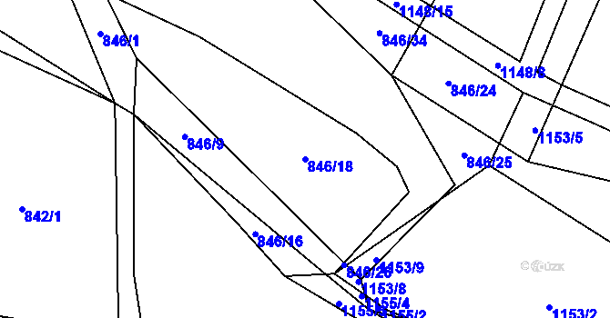 Parcela st. 846/18 v KÚ Pecerady, Katastrální mapa