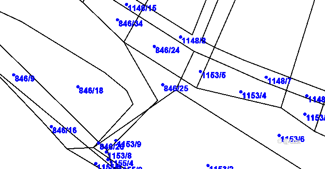 Parcela st. 846/25 v KÚ Pecerady, Katastrální mapa