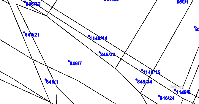 Parcela st. 846/33 v KÚ Pecerady, Katastrální mapa